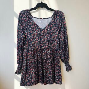Orange Ditsy Floral Blouse or Mini Dress